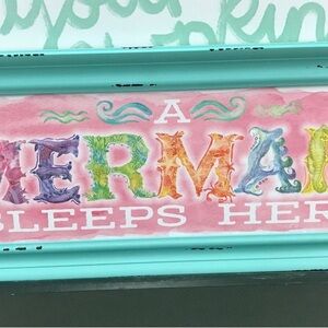 Hobby Lobby Mermaid Wall Art in Pink and Green